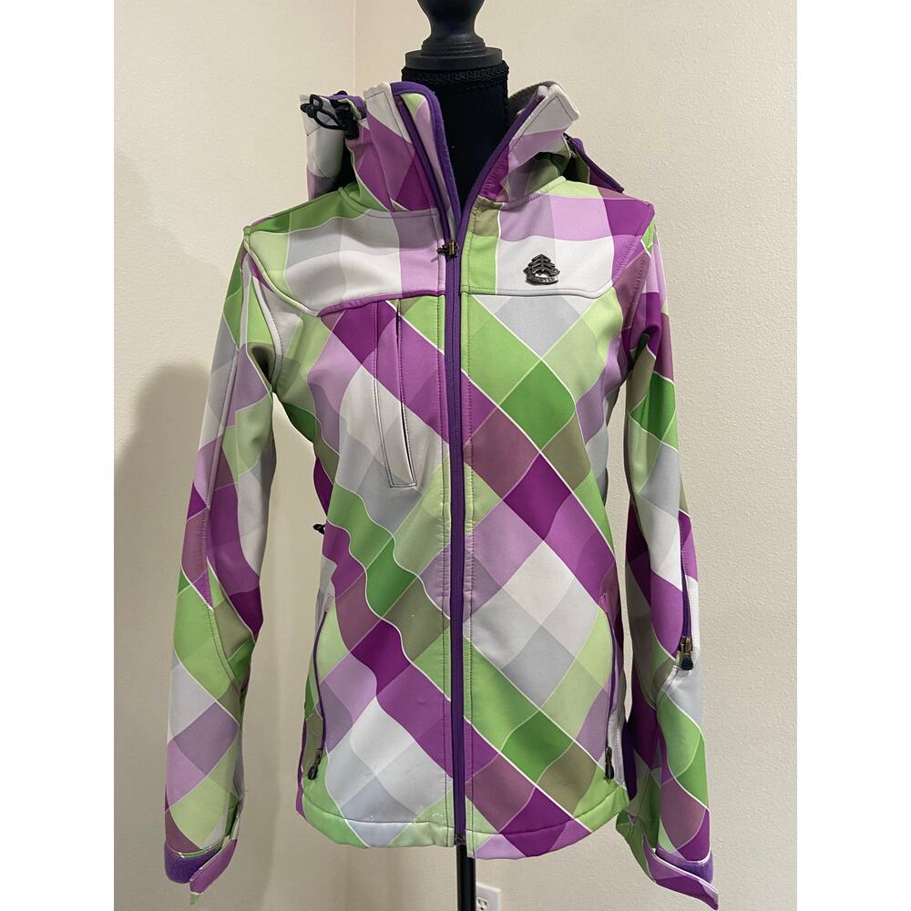 Empyre Women’s Snowboard Ski Jacket Softshell Hooded Plaid Winter Coat Small